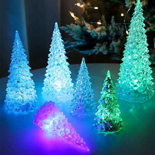 Led Christmas Tree Night Light Acrylic Xmas Tree Color RGB  Home Decoration